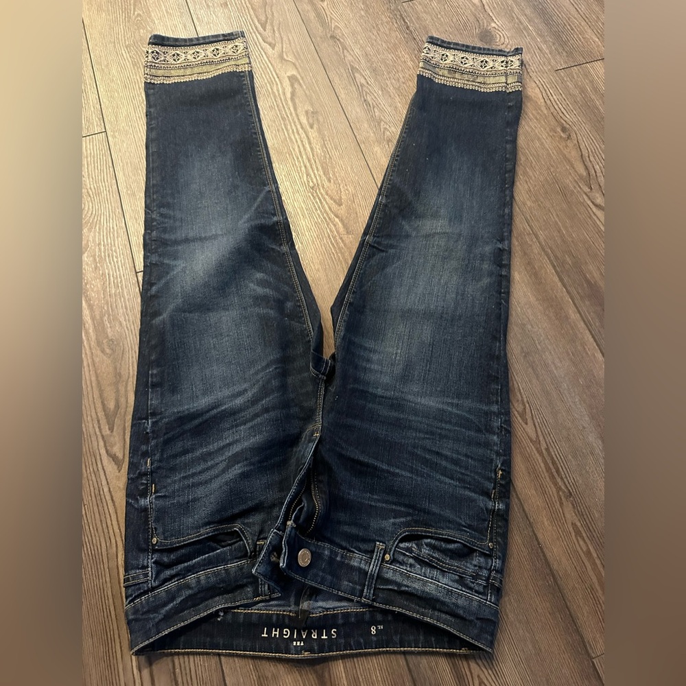 WHBM straight crop detailed hem